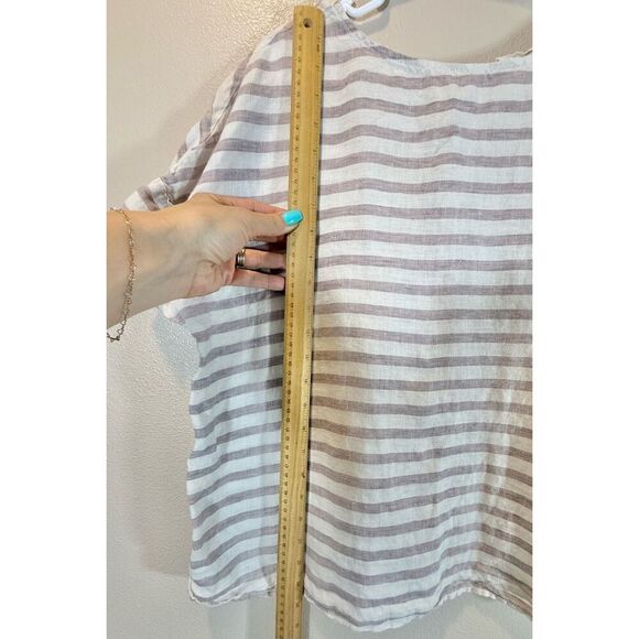 Sigrid Olsen 100% Linen Cap Sleeve Striped Lightweight Top Women's Large - Picture 6 of 9